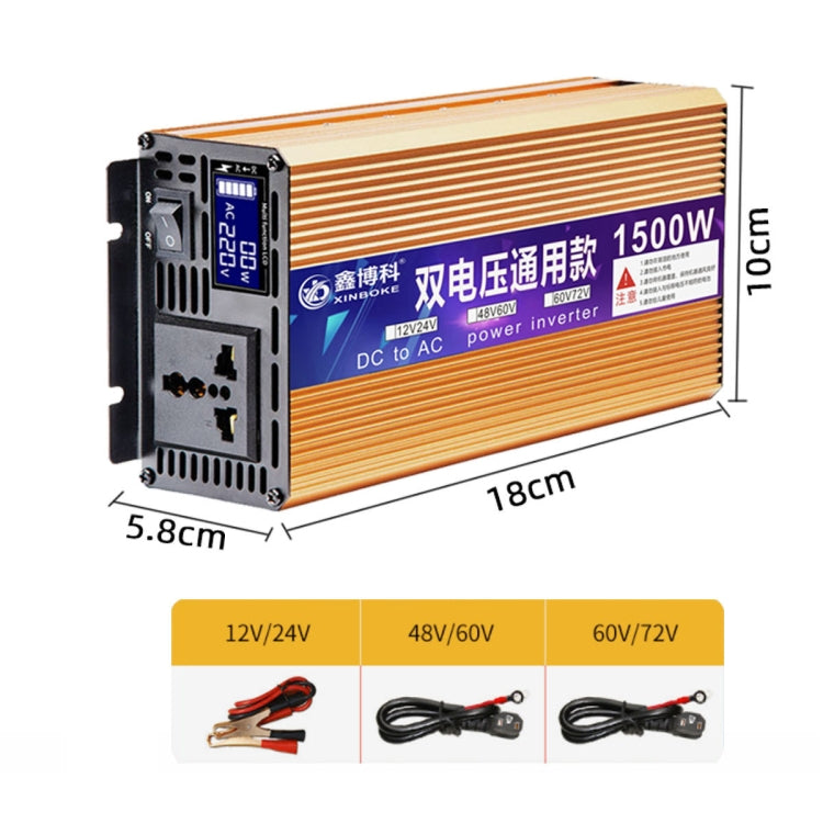 XINBOKE Inverter solare universale per auto a onde positive per la casa, 12V/24V 1500W To 220V 700W, 48V/60V 1500W To 220V 700W, 60V/72V 1500W To 220V 700W, 12V/24V 3000W To 220V 1200W, 48V/60V 3000W To 220V 1200W, 60V/72V 3000W To 220V 1200W