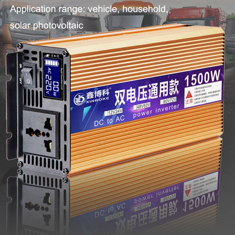 XINBOKE Inverter solare universale per auto a onde positive per la casa, 12V/24V 1500W To 220V 700W, 48V/60V 1500W To 220V 700W, 60V/72V 1500W To 220V 700W, 12V/24V 3000W To 220V 1200W, 48V/60V 3000W To 220V 1200W, 60V/72V 3000W To 220V 1200W