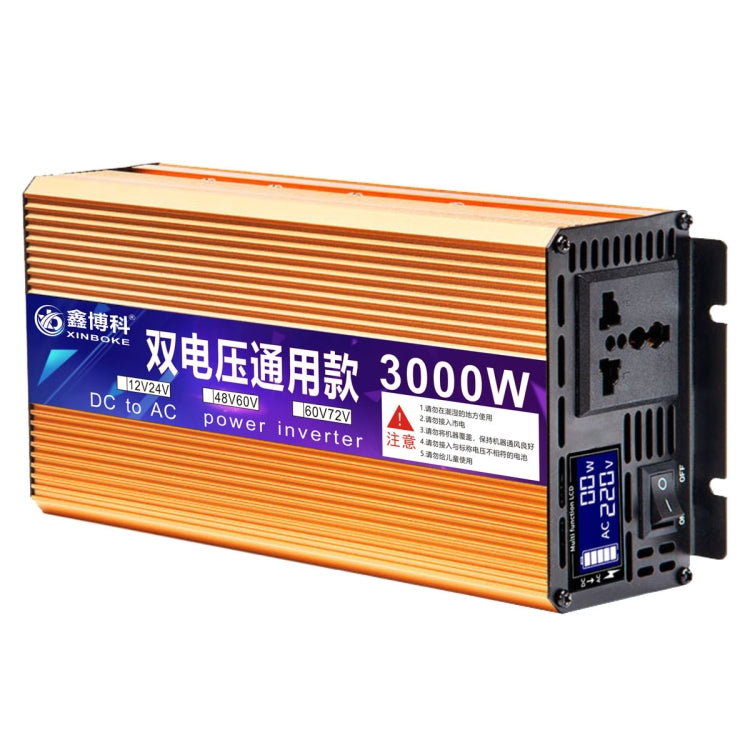 XINBOKE Inverter solare universale per auto a onde positive per la casa, 12V/24V 1500W To 220V 700W, 48V/60V 1500W To 220V 700W, 60V/72V 1500W To 220V 700W, 12V/24V 3000W To 220V 1200W, 48V/60V 3000W To 220V 1200W, 60V/72V 3000W To 220V 1200W