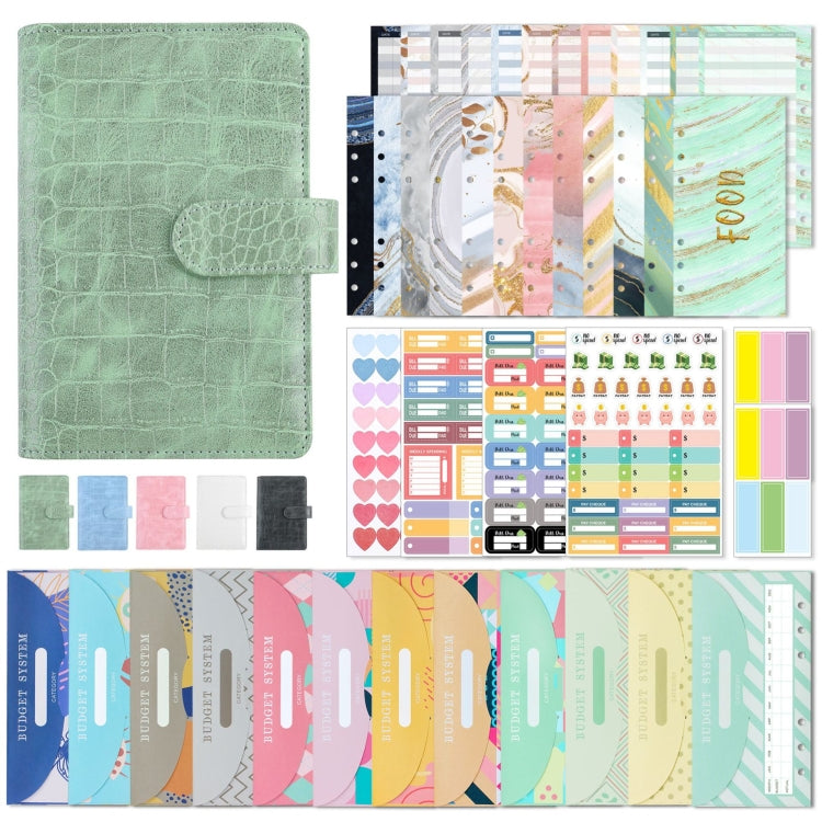 Raccoglitore a fogli mobili in pelle PU con motivo a coccodrillo A6, Crocodile Pattern (Bean Green), Crocodile Pattern (Warm White), Crocodile Pattern (Pink), Crocodile Pattern (Glaze Blue), Crocodile Pattern (Rock Gray)