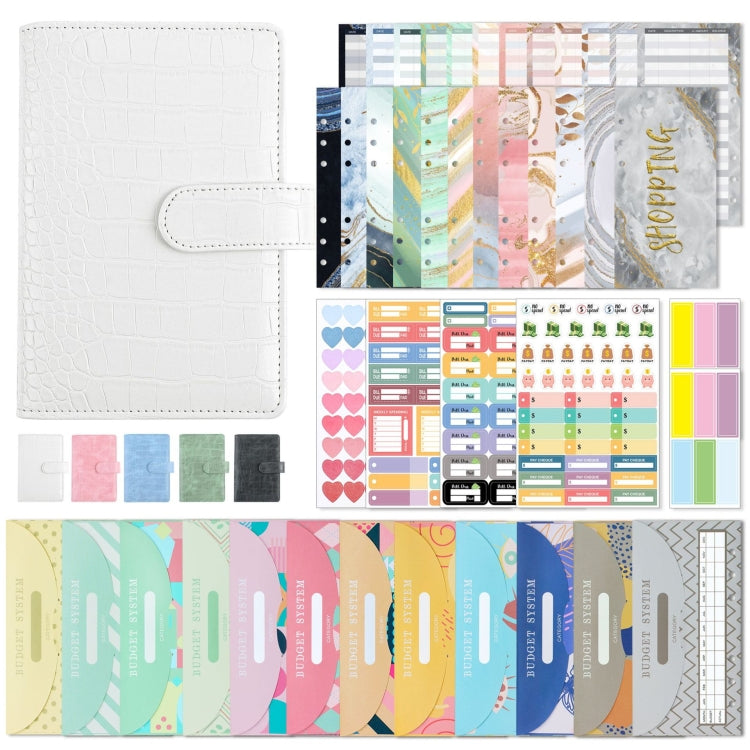 Raccoglitore a fogli mobili in pelle PU con motivo a coccodrillo A6, Crocodile Pattern (Bean Green), Crocodile Pattern (Warm White), Crocodile Pattern (Pink), Crocodile Pattern (Glaze Blue), Crocodile Pattern (Rock Gray)