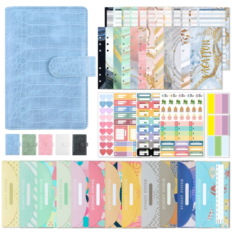 Raccoglitore a fogli mobili in pelle PU con motivo a coccodrillo A6, Crocodile Pattern (Bean Green), Crocodile Pattern (Warm White), Crocodile Pattern (Pink), Crocodile Pattern (Glaze Blue), Crocodile Pattern (Rock Gray)