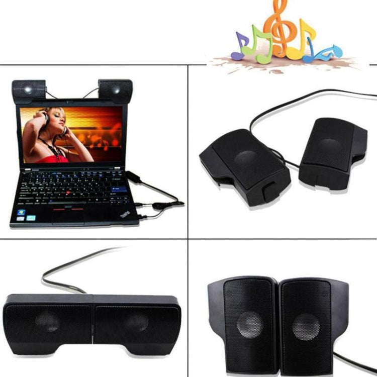 Mini soundbar con altoparlante stereo USB a clip per notebook, laptop, PC, desktop, tablet, Mini Clip-On