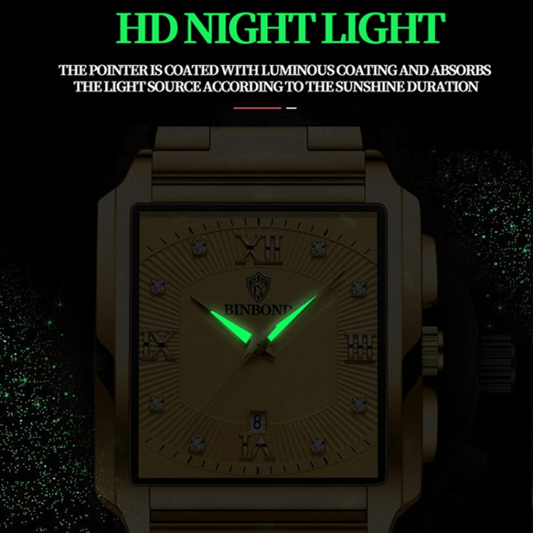 BINBOND B4143 Orologi al quarzo impermeabili da uomo rettangolari da esterno