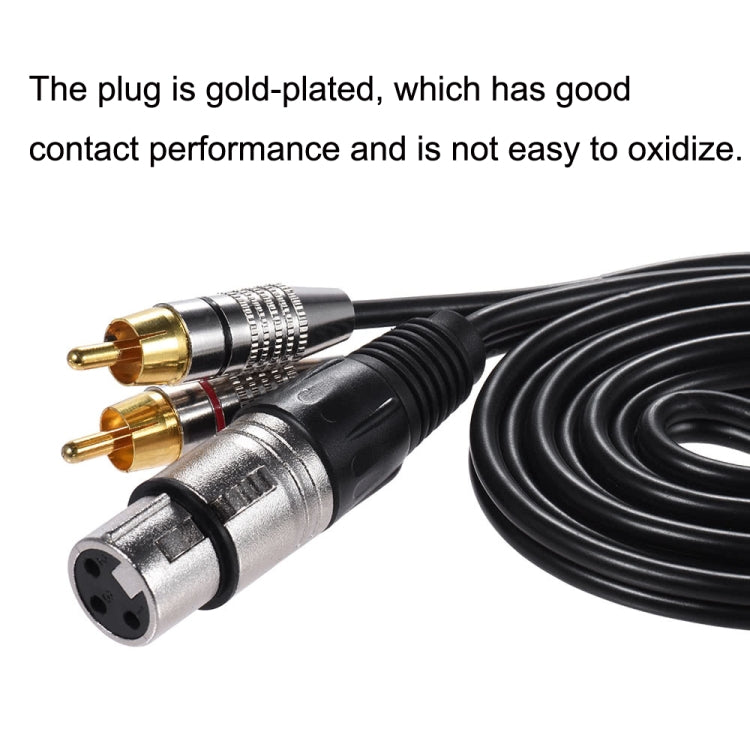 Cavo audio stereo da XLR femmina a 2RCA maschio, lunghezza:, 0.5m, 1m, 1.5m, 2m, 3m, 5m, 8m, 10m