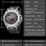 SMAEL 8060 Orologio da uomo sportivo in lega impermeabile con display luminoso Orologio a specchio HD