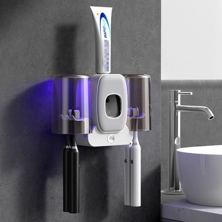 Coppia porta spazzolino da denti a parete Dispositivo automatico per dentifricio a compressione,Spec:, Disinfection Type White, Disinfection Type Black, Disinfection Type Green, Ordinary White, Ordinary Black, Ordinary Green