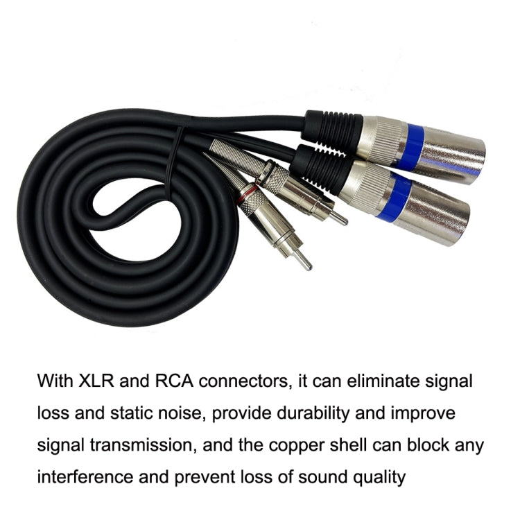2RCA maschio 2XLR Caron maschio altoparlante cavo di bilanciamento audio, lunghezza:, 0.5m, 1m, 1.5m, 2m, 3m, 5m, 10m, 20m