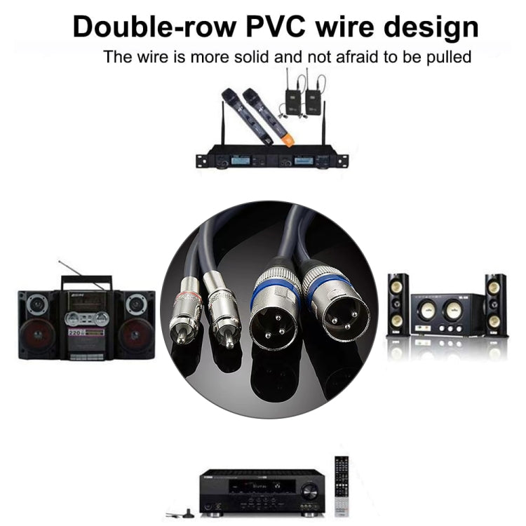 2RCA maschio 2XLR Caron maschio altoparlante cavo di bilanciamento audio, lunghezza:, 0.5m, 1m, 1.5m, 2m, 3m, 5m, 10m, 20m