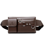 WEIXIER 8117 Marsupio sportivo da uomo Borsa multifunzione da esterno in PU, 8117 Brown, 8117 Black
