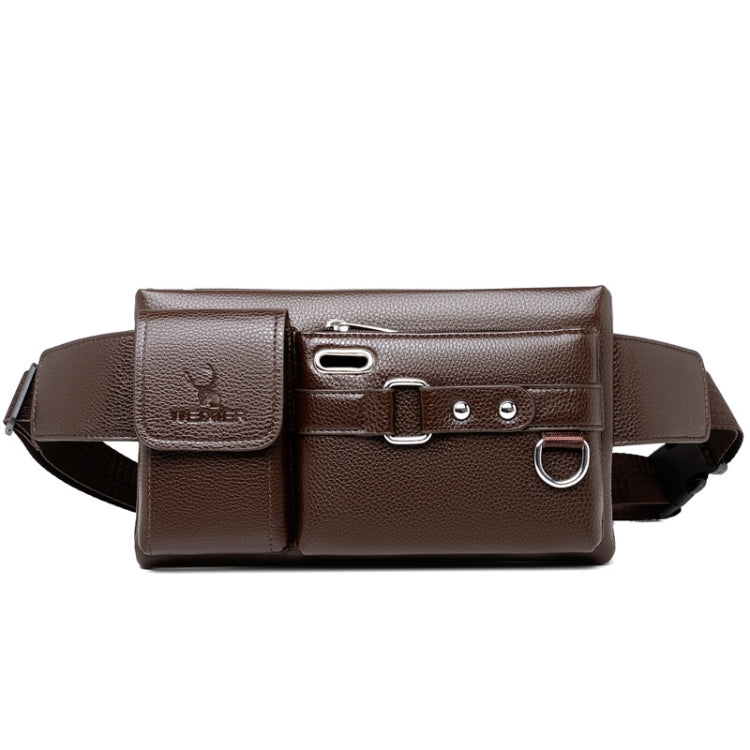WEIXIER 8117 Marsupio sportivo da uomo Borsa multifunzione da esterno in PU, 8117 Brown, 8117 Black