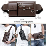 WEIXIER 8117 Marsupio sportivo da uomo Borsa multifunzione da esterno in PU, 8117 Brown, 8117 Black