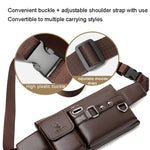 WEIXIER 8117 Marsupio sportivo da uomo Borsa multifunzione da esterno in PU, 8117 Brown, 8117 Black