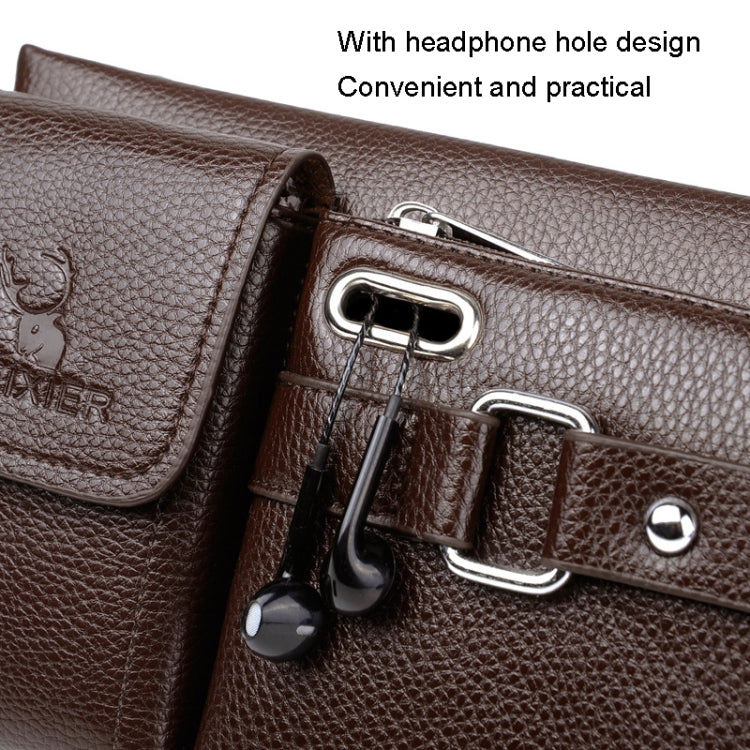 WEIXIER 8117 Marsupio sportivo da uomo Borsa multifunzione da esterno in PU, 8117 Brown, 8117 Black