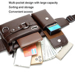 WEIXIER 8117 Marsupio sportivo da uomo Borsa multifunzione da esterno in PU, 8117 Brown, 8117 Black