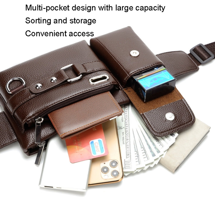 WEIXIER 8117 Marsupio sportivo da uomo Borsa multifunzione da esterno in PU, 8117 Brown, 8117 Black