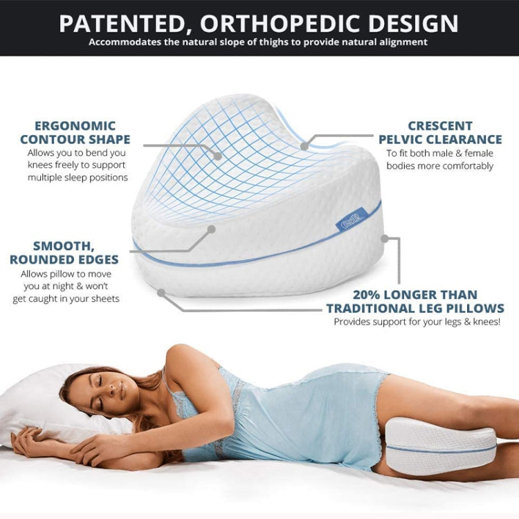 Cuscino per gambe in cotone con memoria del corpo Dormire Sciatica ortopedica Articolazione dell'anca posteriore per alleviare il dolore, Heart White Inner, Heart Blue Inner