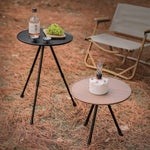 Tavolo da campeggio sollevabile portatile pieghevole in lega di alluminio per esterni, Black, Wood Color