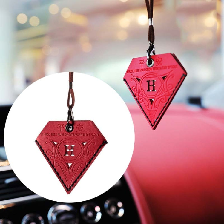 Ciondolo per auto Triangolare Ping An Charm Borsa Ornamento per specchietto retrovisore in pelle, Triangular Red, Triangular Yellow, Triangular Black