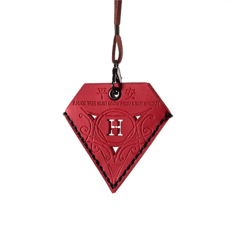 Ciondolo per auto Triangolare Ping An Charm Borsa Ornamento per specchietto retrovisore in pelle, Triangular Red, Triangular Yellow, Triangular Black