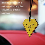Ciondolo per auto Triangolare Ping An Charm Borsa Ornamento per specchietto retrovisore in pelle, Triangular Red, Triangular Yellow, Triangular Black