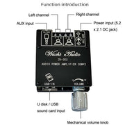Mini modulo audio ricevente Bluetooth 5.1 con amplificatore di potenza digitale D stereo a doppio canale, ZK-LT21, ZK-152, ZK-152T, ZK-302T, ZK-302