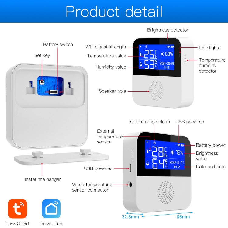 Sensore temperatura e umidità Tuya WiFi con display LCD 2,9"