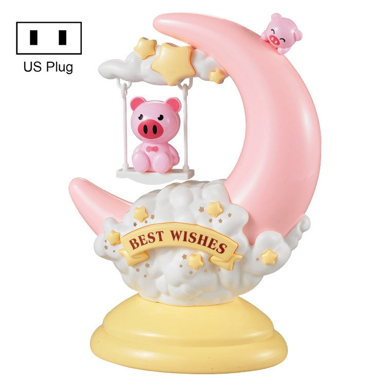 GOELONG Cartoon Moon Lampada da tavolo Camera dei bambini Luce notturna per animali, Spina:, US Plug, EU Plug