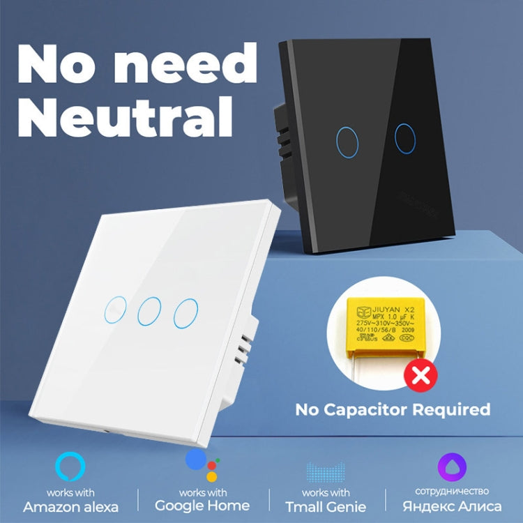 Interruttore touch ZigBee Tuya 1-3 Gang bianco o nero