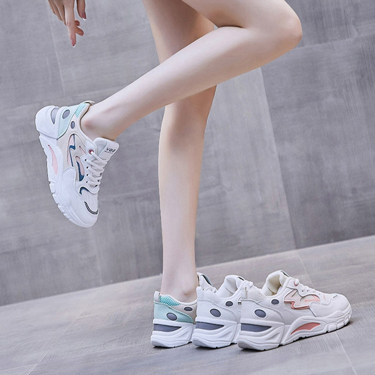 811-1 Scarpe casual traspiranti primaverili Scarpe sportive da donna in mesh con pannelli in pelle, 35, 36, 37, 38, 39, 40