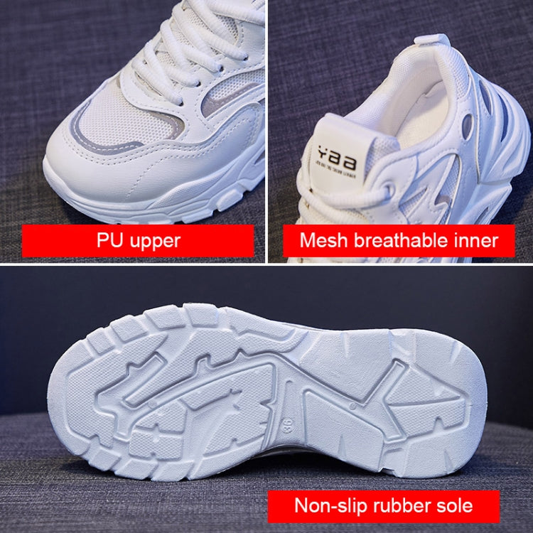 811-1 Scarpe casual traspiranti primaverili Scarpe sportive da donna in mesh con pannelli in pelle, 35, 36, 37, 38, 39, 40