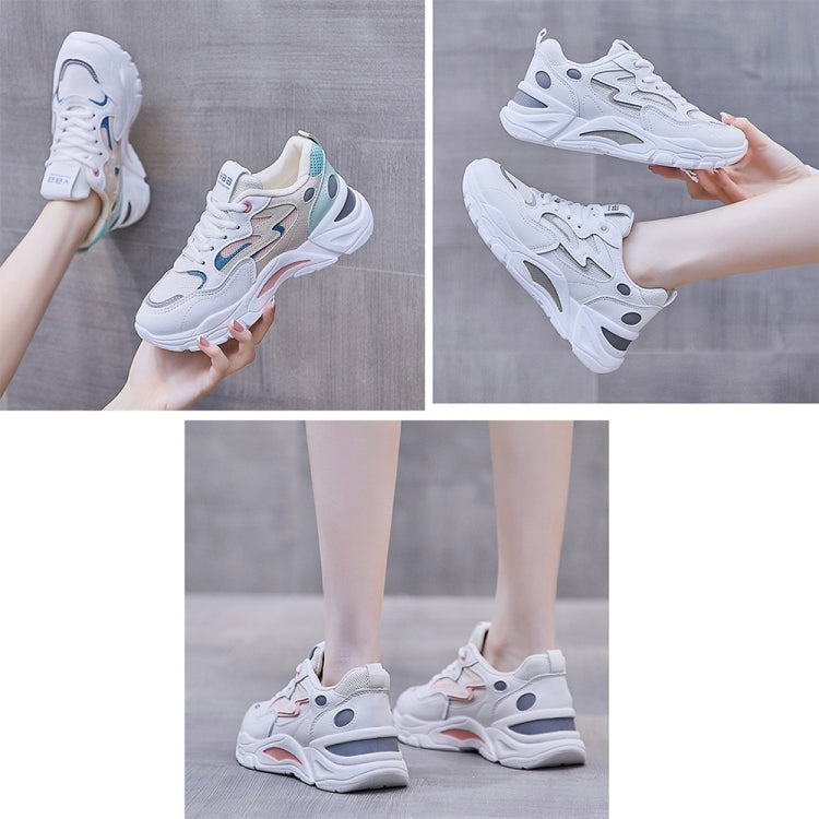 811-1 Scarpe casual traspiranti primaverili Scarpe sportive da donna in mesh con pannelli in pelle, 35, 36, 37, 38, 39, 40