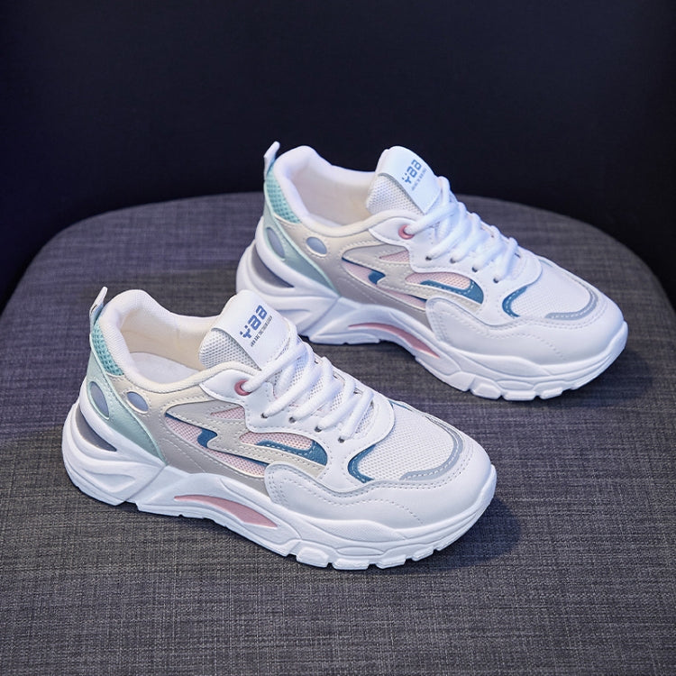 811-1 Scarpe casual traspiranti primaverili Scarpe sportive da donna in mesh con pannelli in pelle, 35, 36, 37, 38, 39, 40