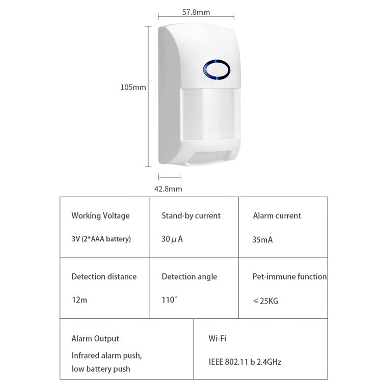 Rilevatore PIR WiFi Tuya per Smart Home con app