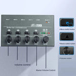 Mixer audio 4/6 vie con ingresso 6,35 mm in metallo