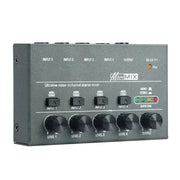 Mixer audio 4/6 vie con ingresso 6,35 mm in metallo