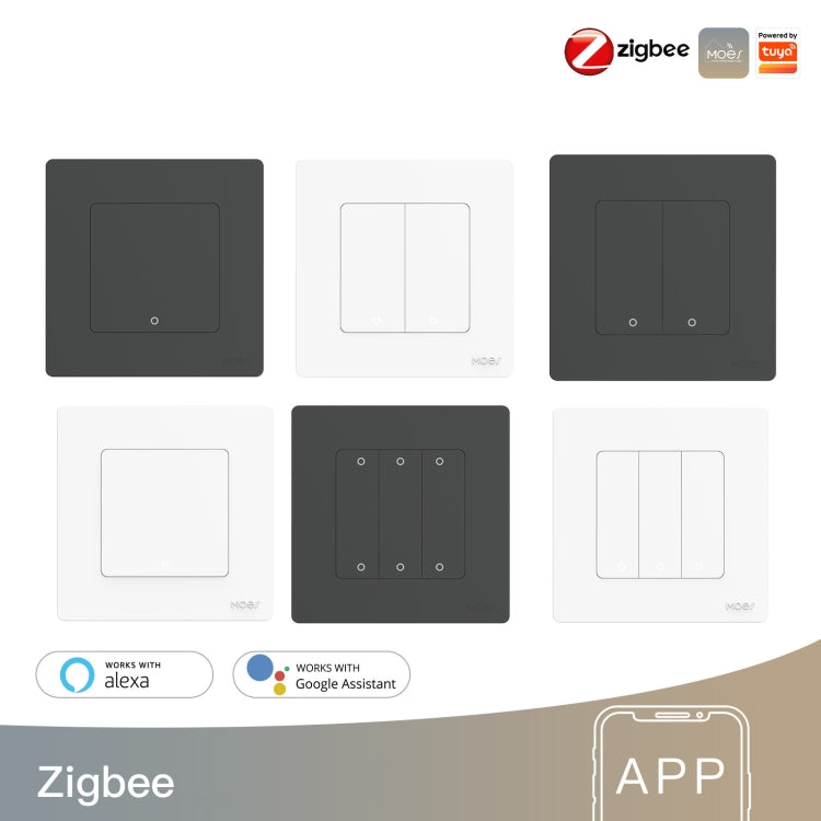 Interruttore a parete smart Tuya ZigBee 1-4 vie bianco/grigio