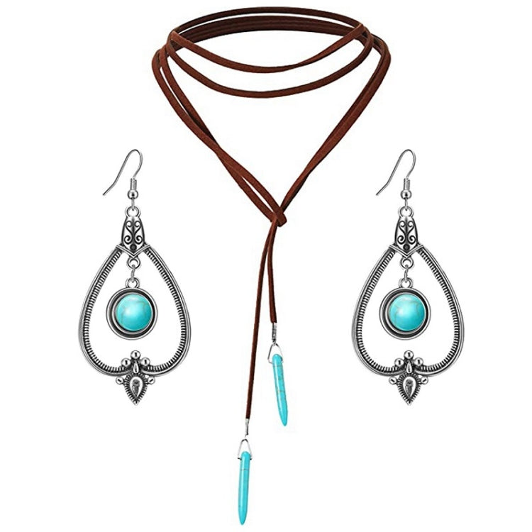 Ciondolo vintage con maglione in pietra naturale turchese bohémien, modello:, Necklace Ear Ring Set, Two-pointed Necklace, N2111-11 Earrings Accessories, N211-12 Leaf Neck Chain, N2111-13 Three Stones, N2111-14 Eight Stones, N211-15 Circle             ...
