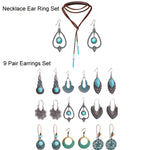 Ciondolo vintage con maglione in pietra naturale turchese bohémien, modello:, Necklace Ear Ring Set, Two-pointed Necklace, N2111-11 Earrings Accessories, N211-12 Leaf Neck Chain, N2111-13 Three Stones, N2111-14 Eight Stones, N211-15 Circle             ...