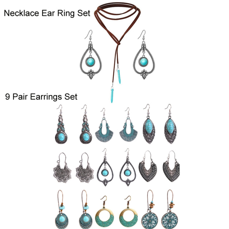 Ciondolo vintage con maglione in pietra naturale turchese bohémien, modello:, Necklace Ear Ring Set, Two-pointed Necklace, N2111-11 Earrings Accessories, N211-12 Leaf Neck Chain, N2111-13 Three Stones, N2111-14 Eight Stones, N211-15 Circle             ...