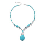 Ciondolo vintage con maglione in pietra naturale turchese bohémien, modello:, Necklace Ear Ring Set, Two-pointed Necklace, N2111-11 Earrings Accessories, N211-12 Leaf Neck Chain, N2111-13 Three Stones, N2111-14 Eight Stones, N211-15 Circle             ...