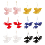 Orecchini a petalo fatti a mano con arte del tessuto esagerata lunga, E1908-21 Blue, E1908-22 Yellow, E1908-23 Red, E1908-24 Pink, E1908-25 Black, E1908-26 White, E1908-27 Blue, E1908-28 Red, E1908-29 Black, E1908-30 Yellow, E1908-31 Pink, E1908-32 Whi...