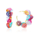 Orecchini a petalo fatti a mano con arte del tessuto esagerata lunga, E1908-21 Blue, E1908-22 Yellow, E1908-23 Red, E1908-24 Pink, E1908-25 Black, E1908-26 White, E1908-27 Blue, E1908-28 Red, E1908-29 Black, E1908-30 Yellow, E1908-31 Pink, E1908-32 Whi...