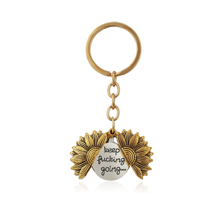 La forma dei girasoli in lega può aprire il pendente degli accessori con incisione a doppio lato, N2003-27 Ancient Gold Keychain, N2003-28 Ancient Gold Keychain, N2003-22 Ancient Gold Necklace, N2003-23 Ancient Silver Necklace