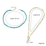 Accessori in turchese naturale Gioielli da donna, N2206-5 Bailan Pine Necklace, S2203-11 Bracelet, N2206-6 2pcs/set Rectangular Necklace, 2pcs/set Necklace + Earrings, 3pcs/set Necklace + Bracelet + Earrings