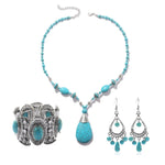 Accessori in turchese naturale Gioielli da donna, N2206-5 Bailan Pine Necklace, S2203-11 Bracelet, N2206-6 2pcs/set Rectangular Necklace, 2pcs/set Necklace + Earrings, 3pcs/set Necklace + Bracelet + Earrings