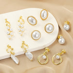Orecchini barocchi Perla Clip per orecchio da donna senza piercing all'orecchio, 1202 Long Gold, 1201 Long Silver, 0402 Short Gold, 0401 Short Silver, E2109-7 Half Round, E2109-8 Half Ellipse, E2109-10 Leaf Model, E2109-11 Five Small Pearls            ...