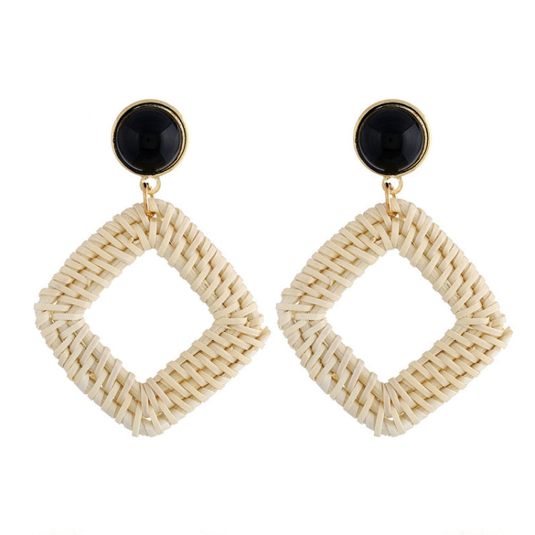 Orecchini intrecciati fatti a mano con vite di bambù Orecchini stile Bosomia, E2002-1 Ear Hook Circle, E2002-2 Black Frame, E2002-3 Yellow Frame, E2002-4 Blue Frame, E2002-5 Knock Pattern Circle, E2002-6 Knock Pattern Deep Cake                         ...