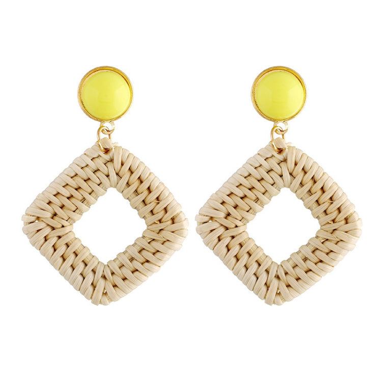 Orecchini intrecciati fatti a mano con vite di bambù Orecchini stile Bosomia, E2002-1 Ear Hook Circle, E2002-2 Black Frame, E2002-3 Yellow Frame, E2002-4 Blue Frame, E2002-5 Knock Pattern Circle, E2002-6 Knock Pattern Deep Cake                         ...