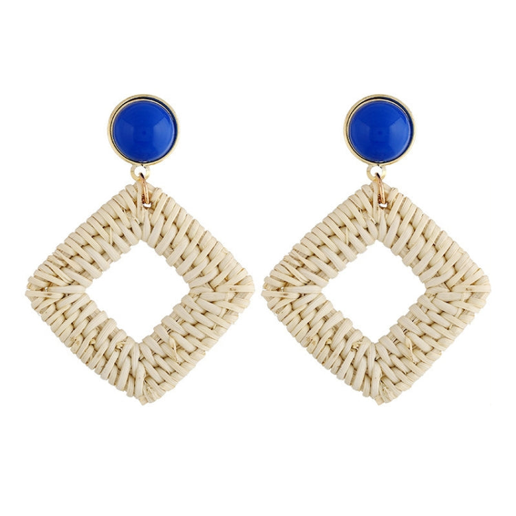 Orecchini intrecciati fatti a mano con vite di bambù Orecchini stile Bosomia, E2002-1 Ear Hook Circle, E2002-2 Black Frame, E2002-3 Yellow Frame, E2002-4 Blue Frame, E2002-5 Knock Pattern Circle, E2002-6 Knock Pattern Deep Cake                         ...